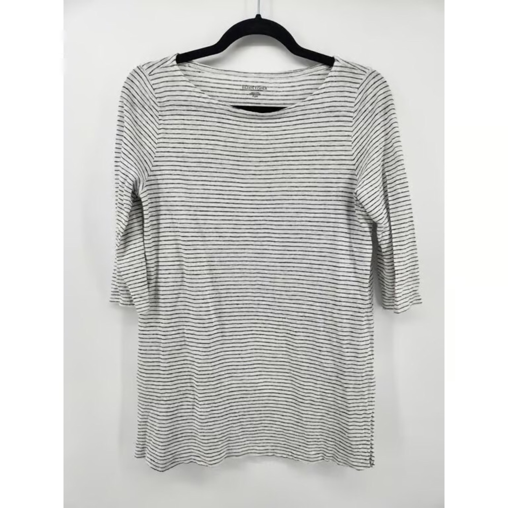 Eileen Fisher Black and White Striped Long Sleeve Top